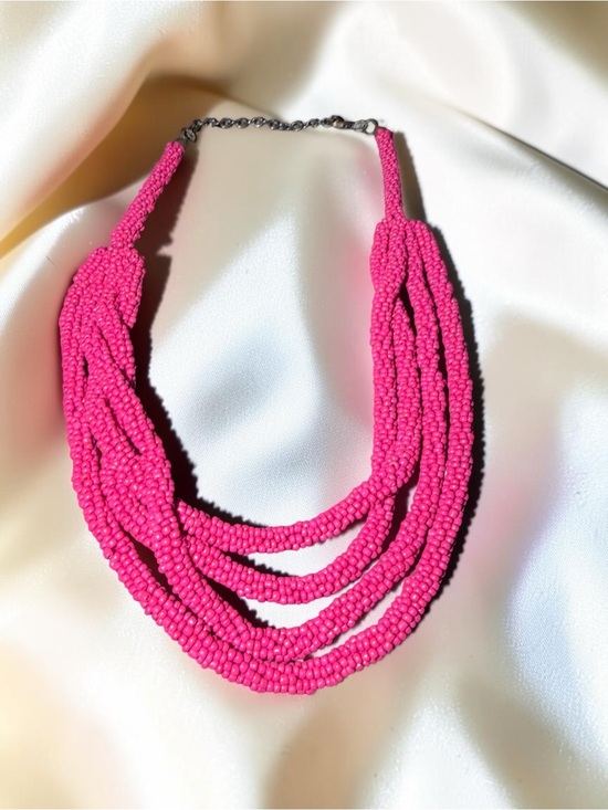 Jewelry - Hot Pink Multi Strand Seed Bead Statement Necklace